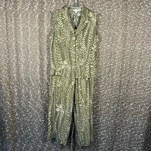 Conrad C Button Up Shirt and Pants Plants Herb Floral 2‎ Piece Set Size 10